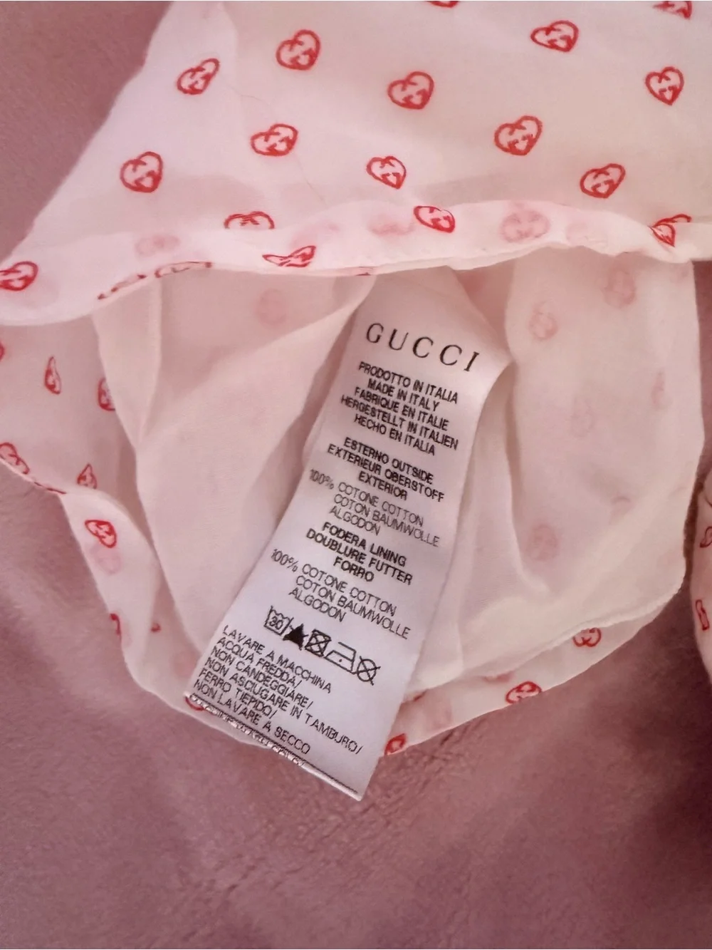 Gucci Girls Pink Heart Two-Piece Outfit with Navy Bow
